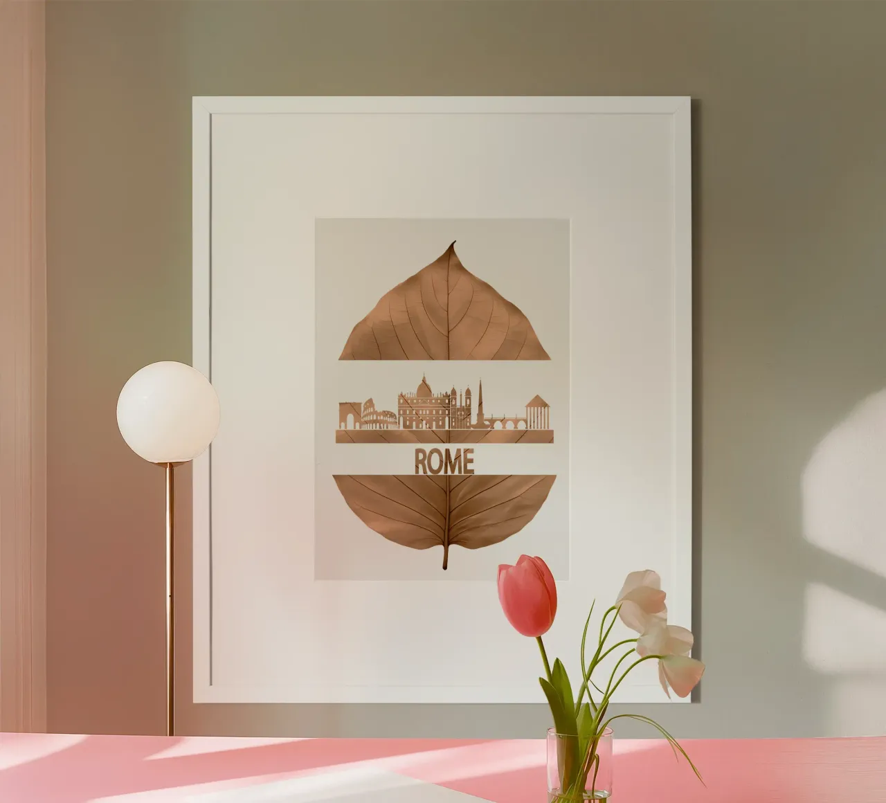 roma skyline fogliare ilustrazione poster da kahfiza