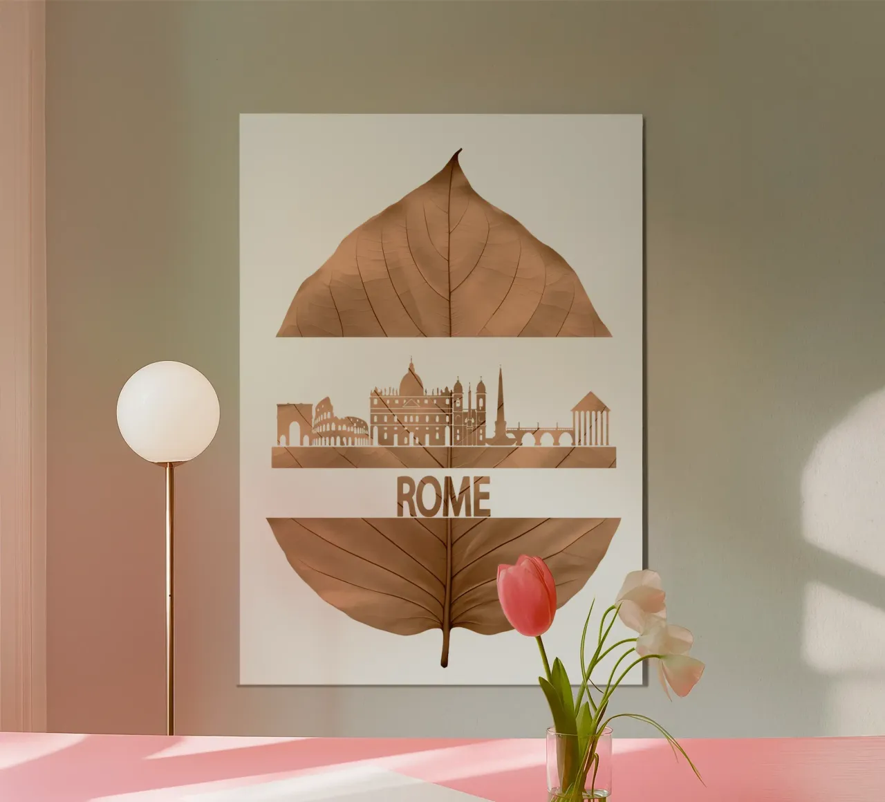 roma skyline fogliare ilustrazione poster da kahfiza