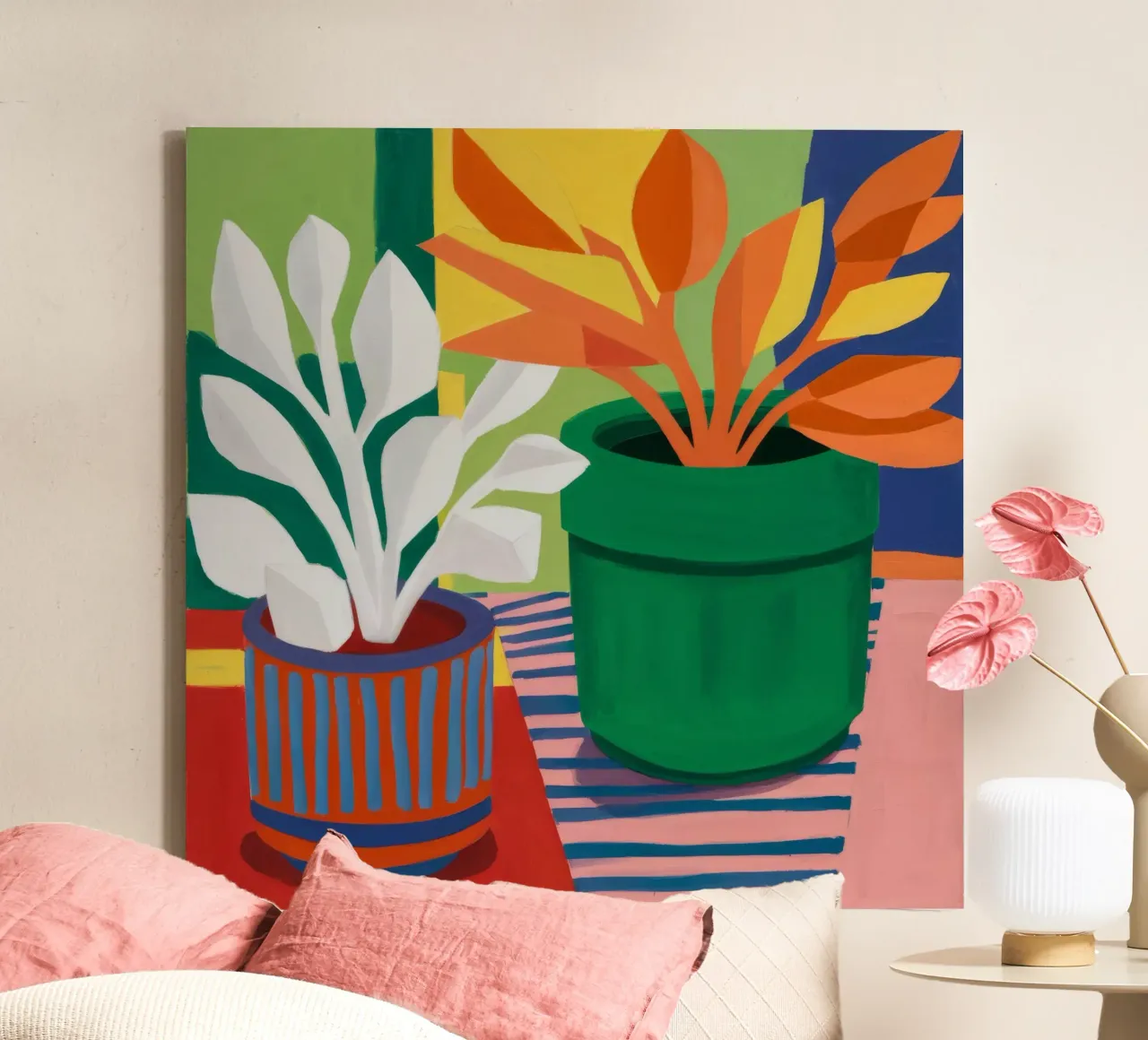 Verdant Blad Symfonie canvas met Baklijst van Tiga Bersama