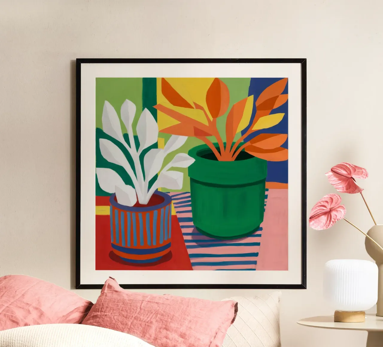 Verdant Blad Symfonie poster met kunststof frame van Tiga Bersama