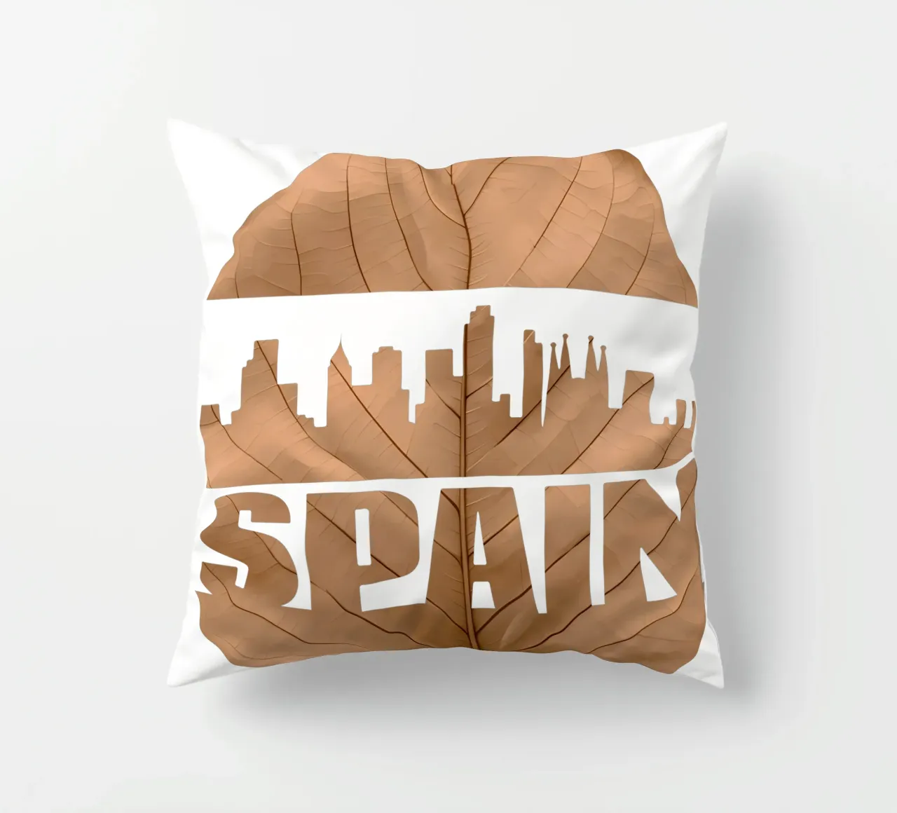 città di spagna skyline fogliare ilustrazione cuscino da kahfiza