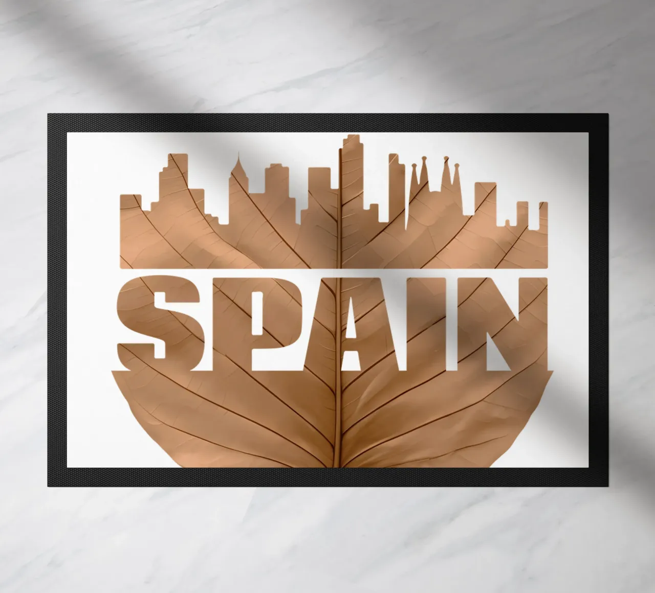 città di spagna skyline fogliare ilustrazione zerbino da kahfiza