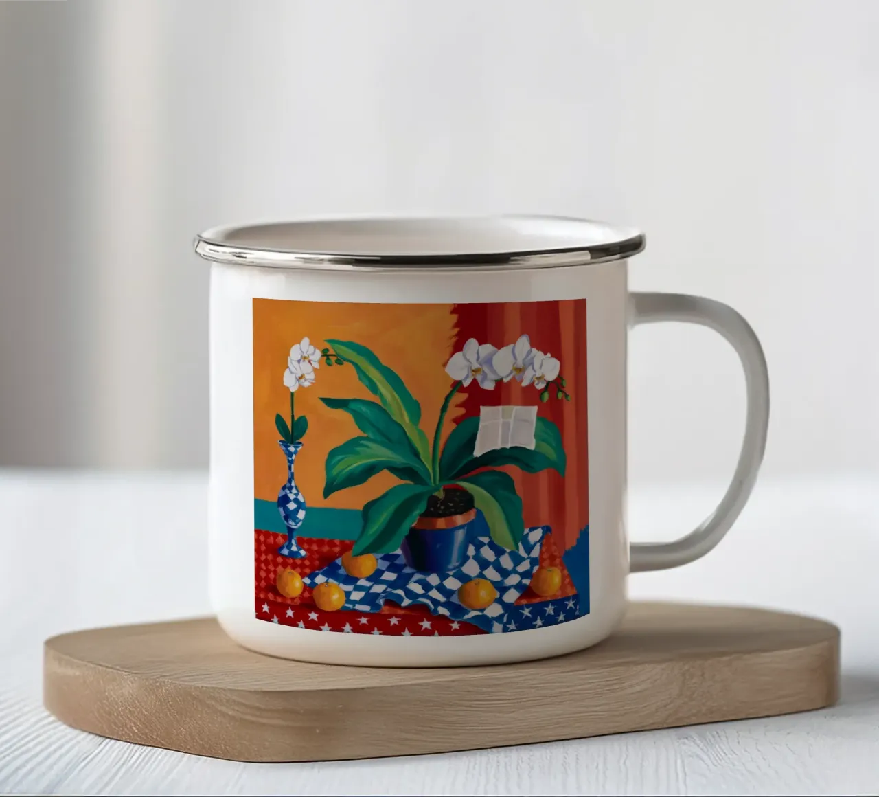 Orchidea e percalle tazza in smalto da Fable Tempa