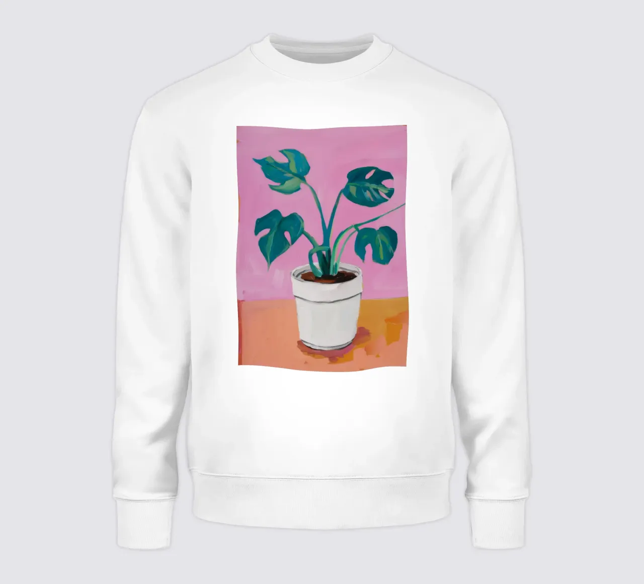 Monstera rosa in vaso felpa da Pan Denim
