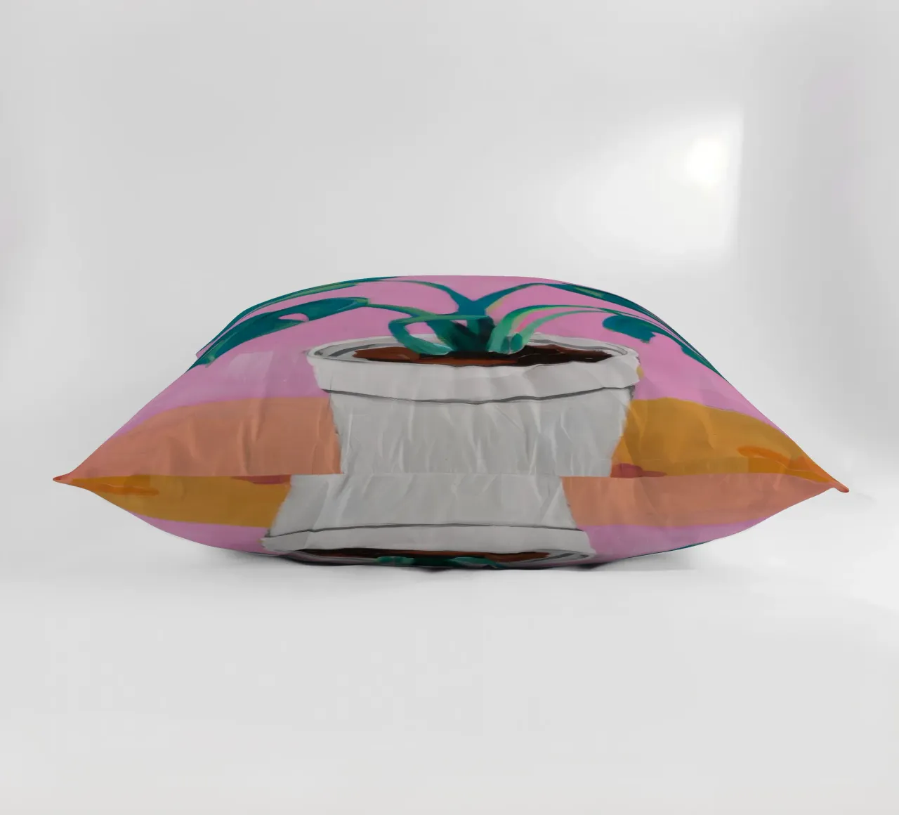 Monstera rosa in vaso cuscino da Pan Denim