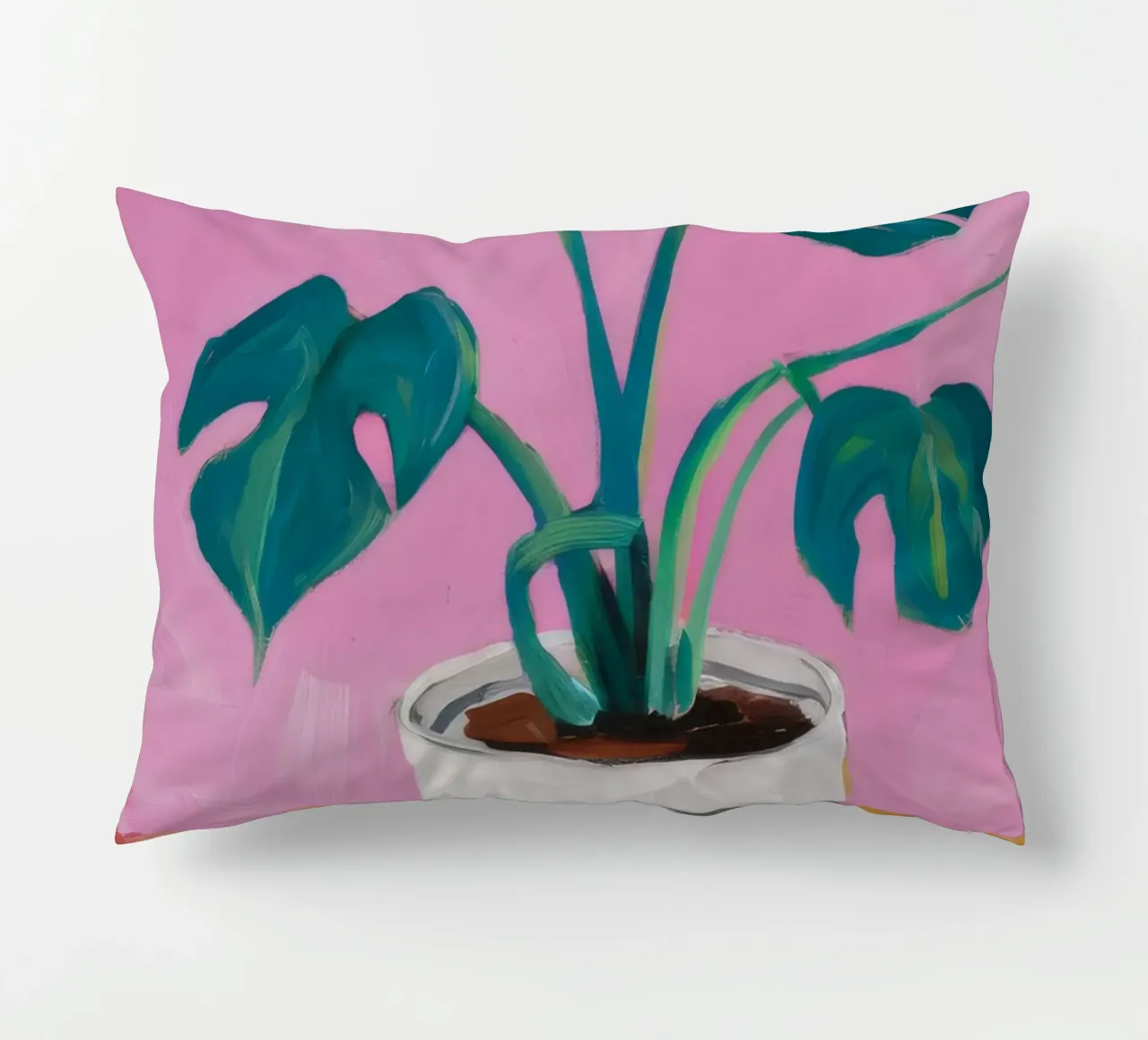 Monstera rosa in vaso cuscino da Pan Denim
