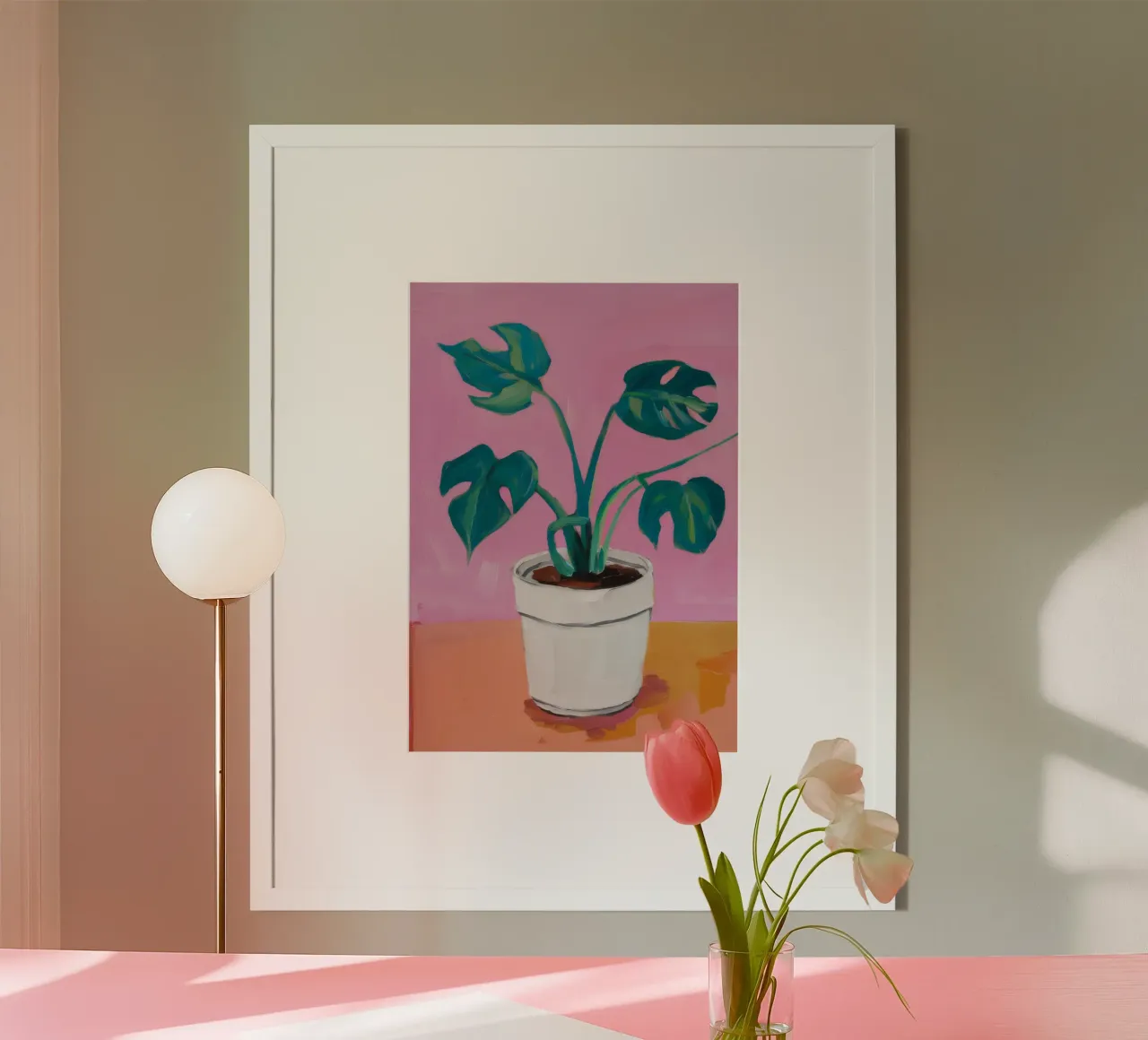 Pink Pot Monstera hahnemühle by Pan Denim