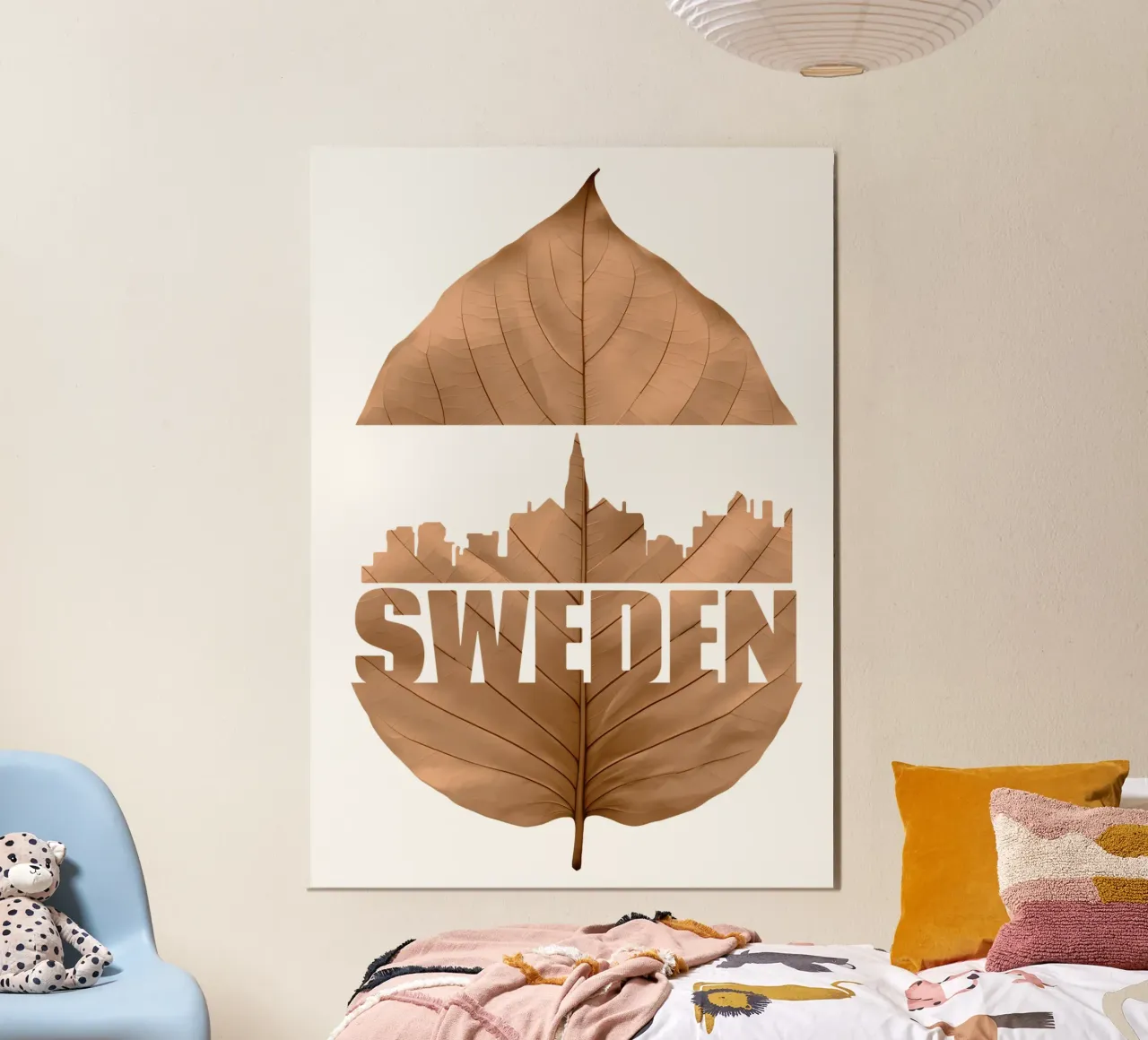 Ilustrazione di taglio delle foglie della città di Svezia carta hahnemühle da kahfiza