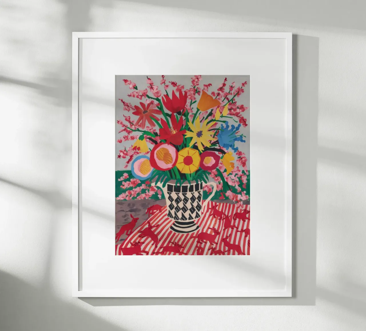 Caos a scacchi cremisi poster con telaio in alluminio da Fable Tempa
