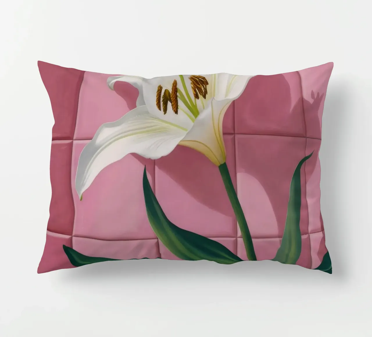 Piastrella rosa giglio bianco cuscino da Pan Denim