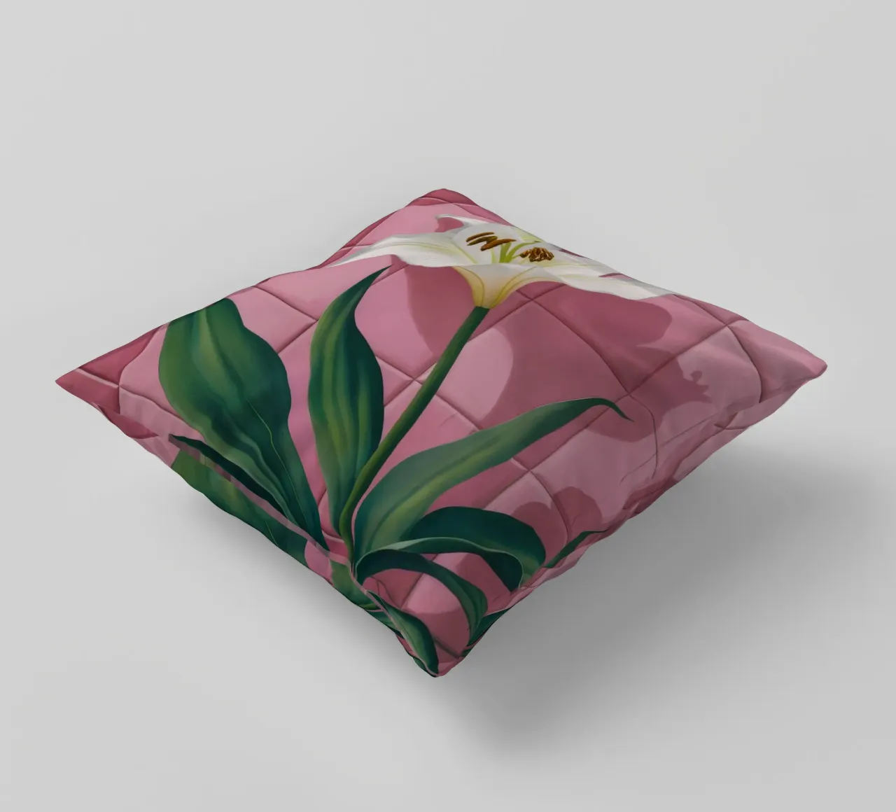 Piastrella rosa giglio bianco cuscino da Pan Denim