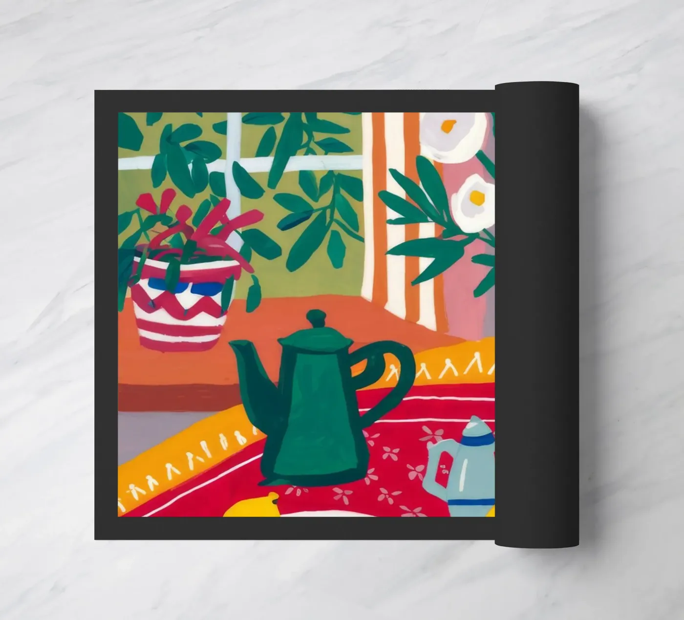 Red Table Rhapsody doormat by Fable Tempa