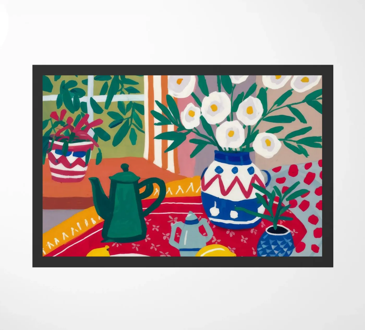 Red Table Rhapsody doormat by Fable Tempa