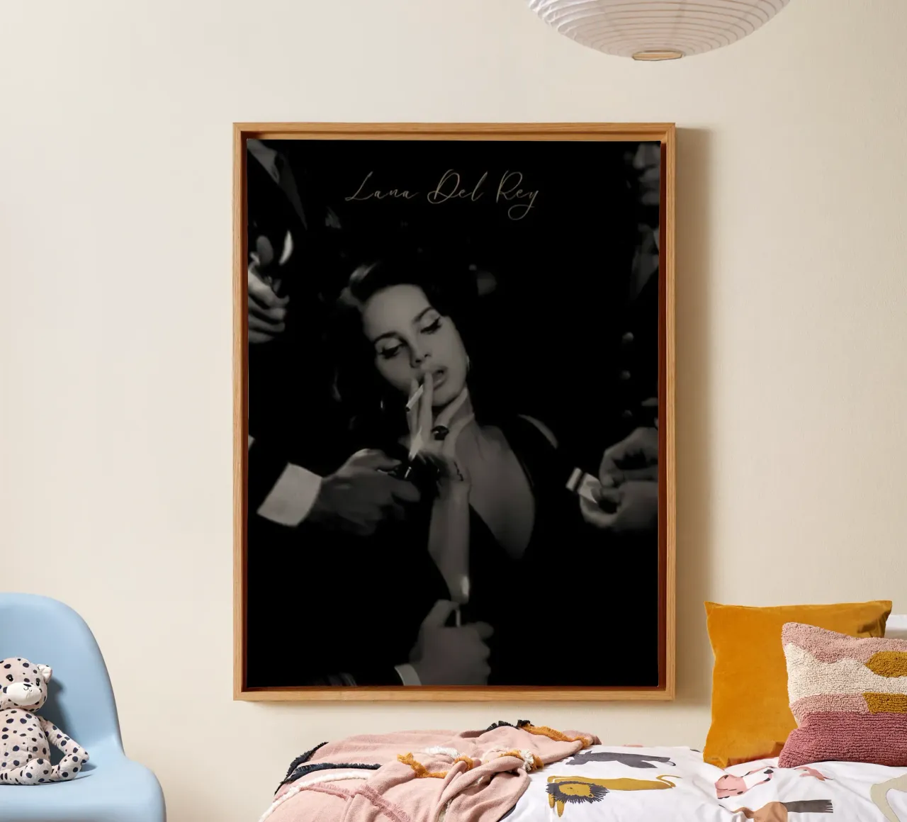 Woman Cigarette Lana Del rey tela con Cornice a cassetta da Black And White