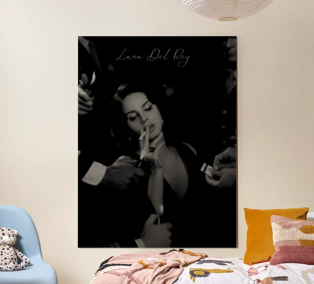 Woman Cigarette Lana Del rey poster with aluminum frame by Black And White