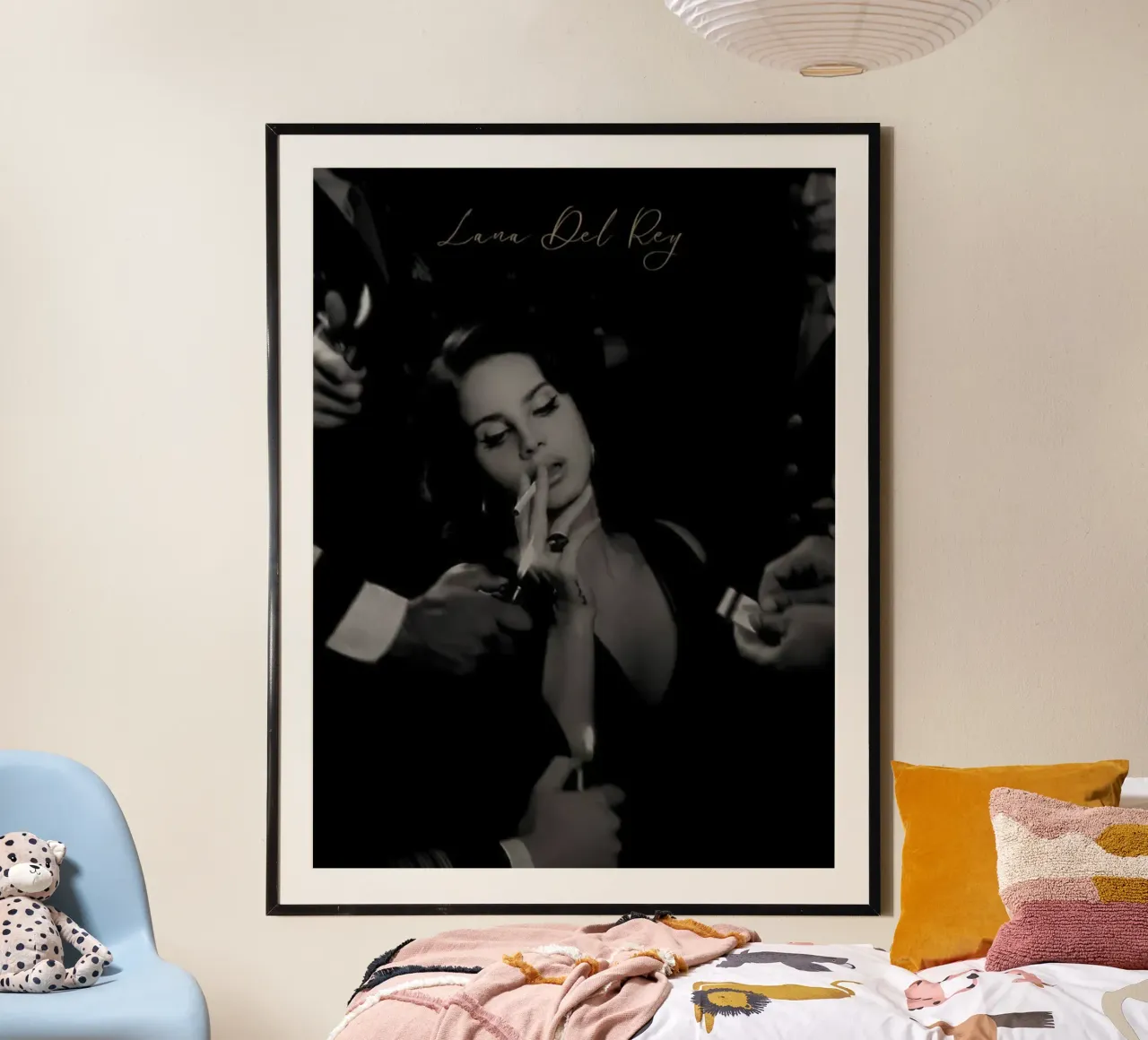 Woman Cigarette Lana Del rey poster with aluminum frame by Black And White