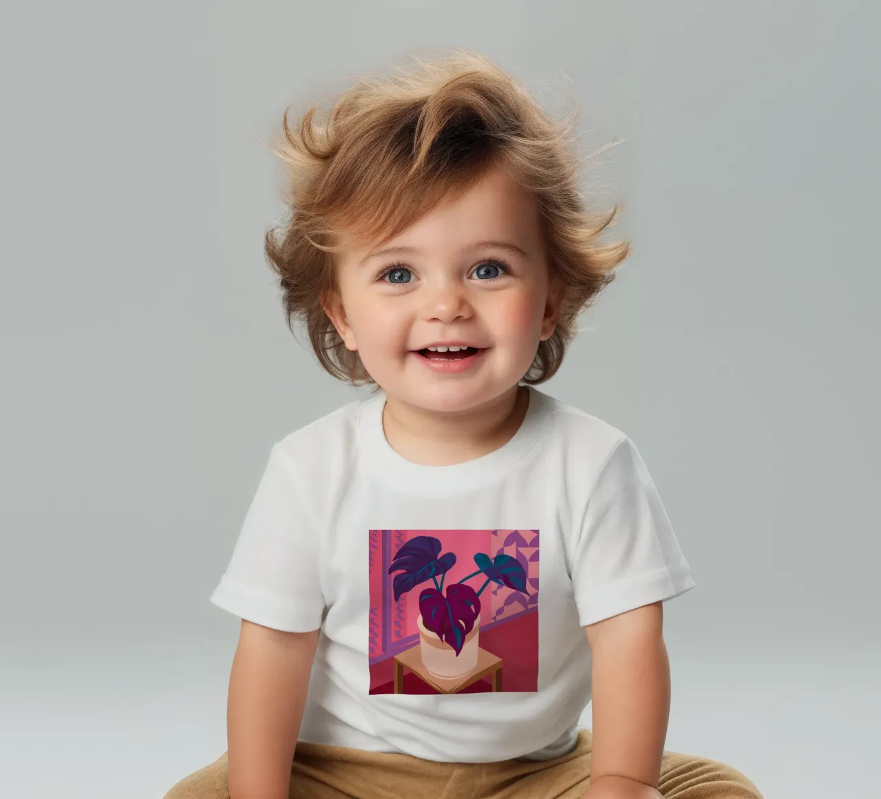 Impianto a luce rosa maglietta neonato da Pan Denim
