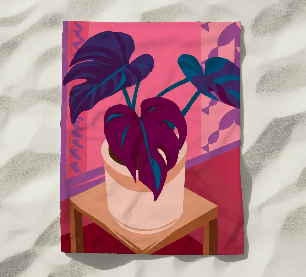 Impianto a luce rosa telo mare da Pan Denim