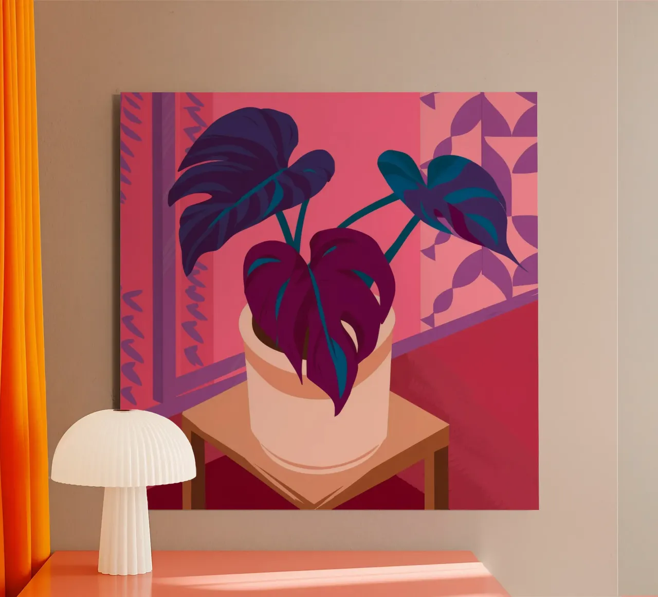 Impianto a luce rosa alluminio dibond da Pan Denim