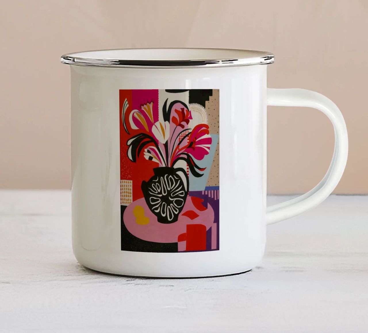 Espressione astratta del fiore tazza in smalto da Fable Tempa