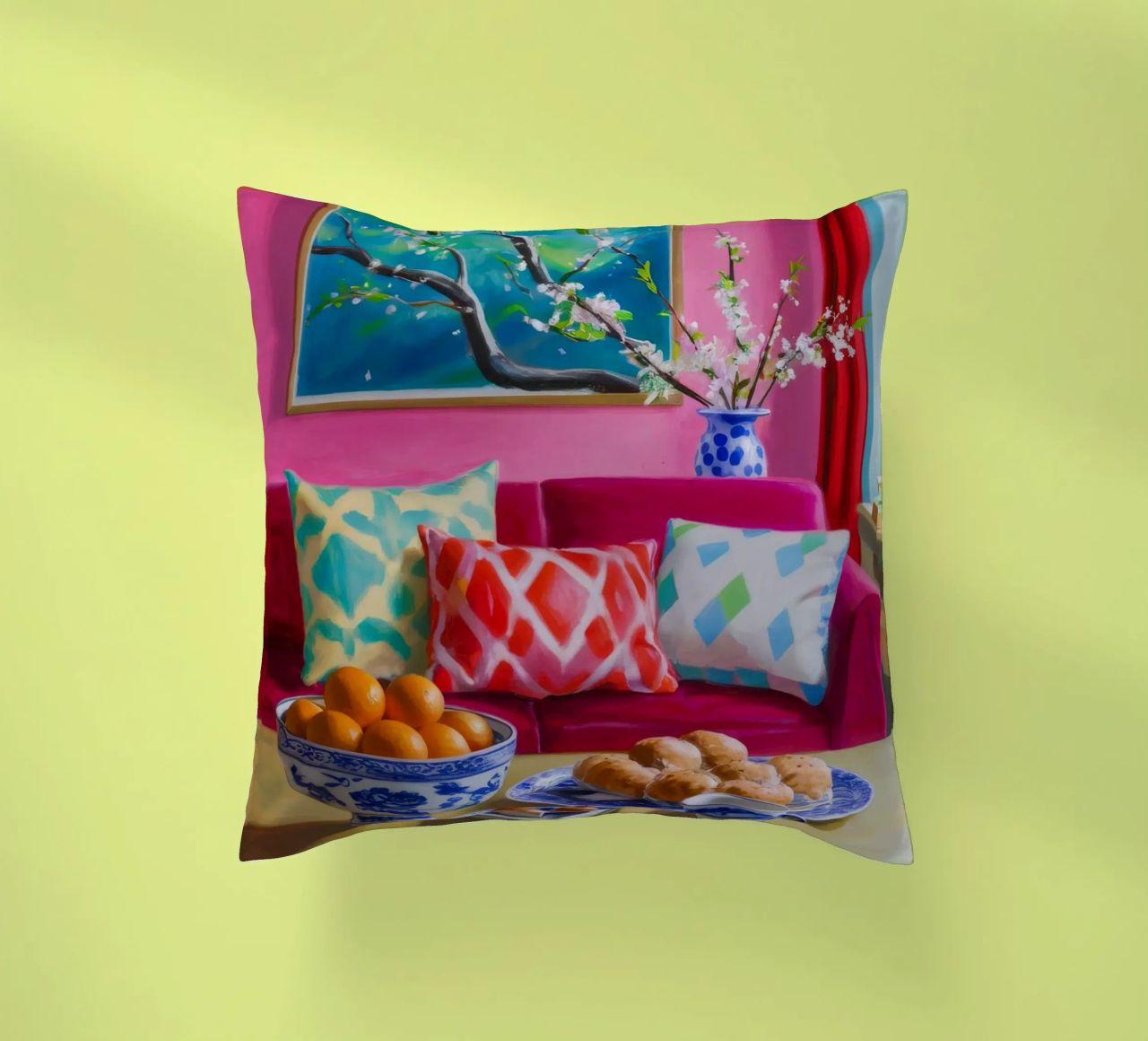 Pink Sofa Magenta Wall cuscino da Haven Fantasy