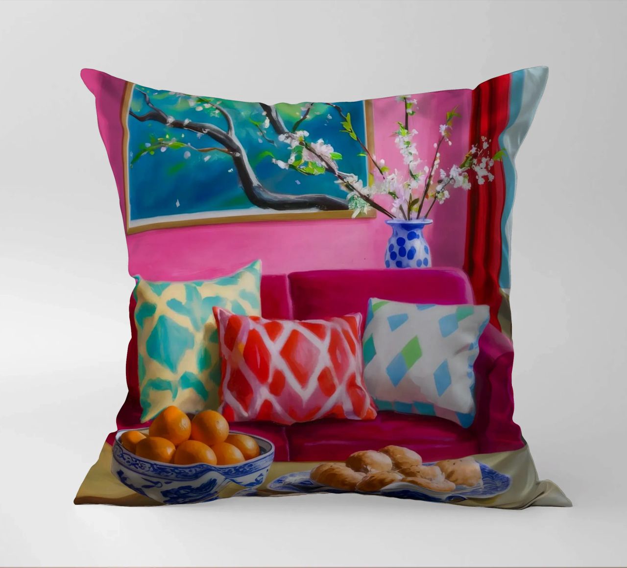 Pink Sofa Magenta Wall cuscino da Haven Fantasy