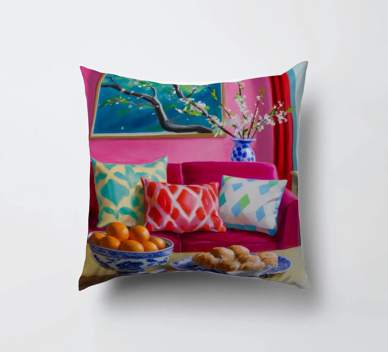 Pink Sofa Magenta Wall cuscino da Haven Fantasy