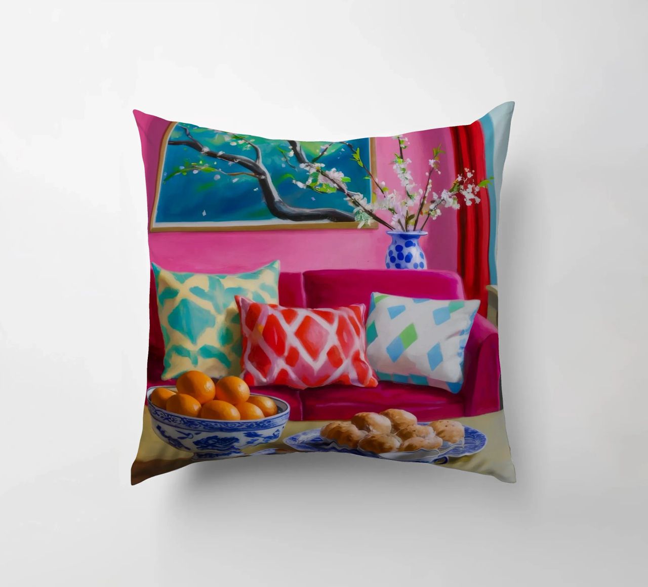 Pink Sofa Magenta Wall cuscino da Haven Fantasy