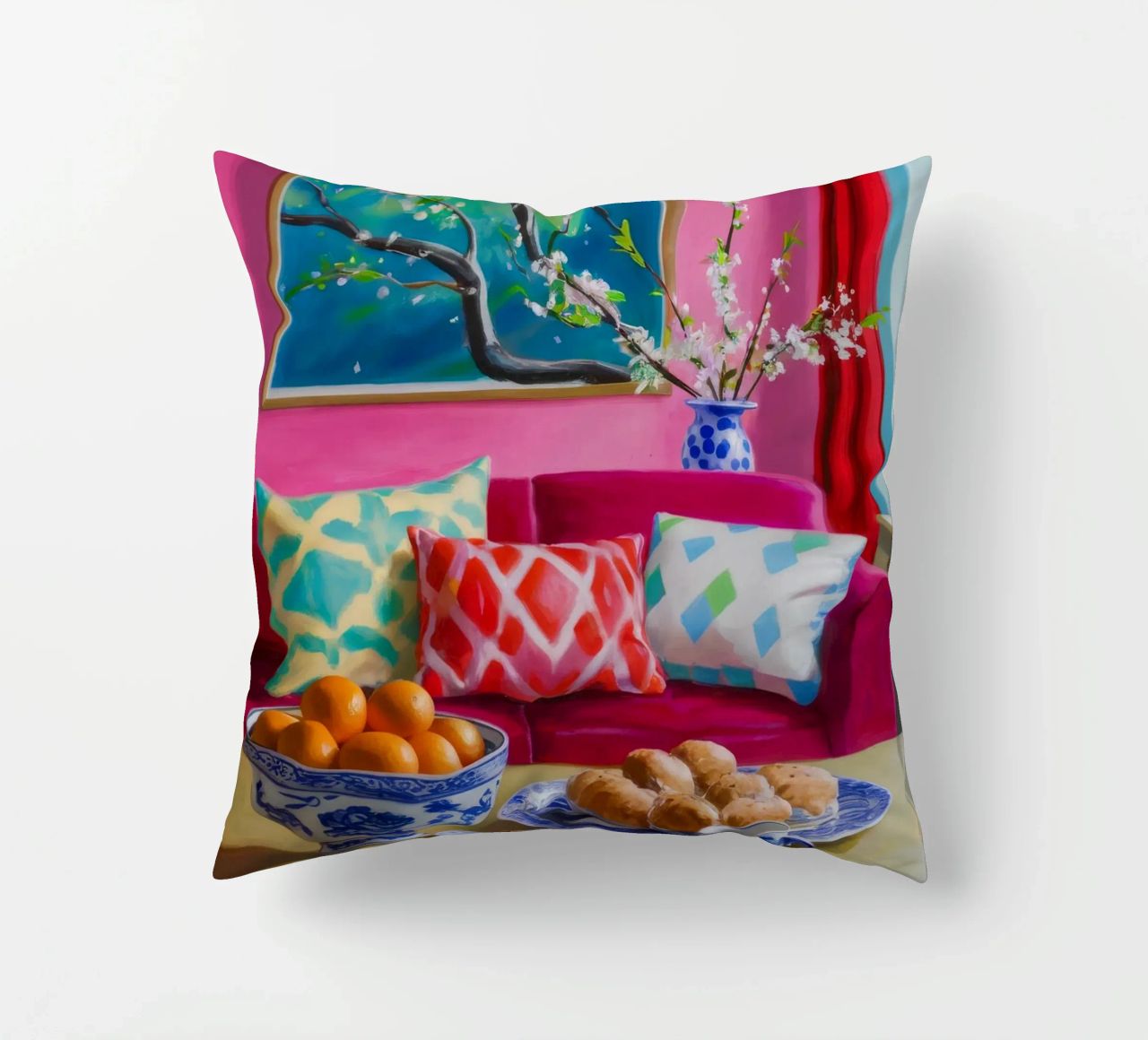 Pink Sofa Magenta Wall cuscino da Haven Fantasy