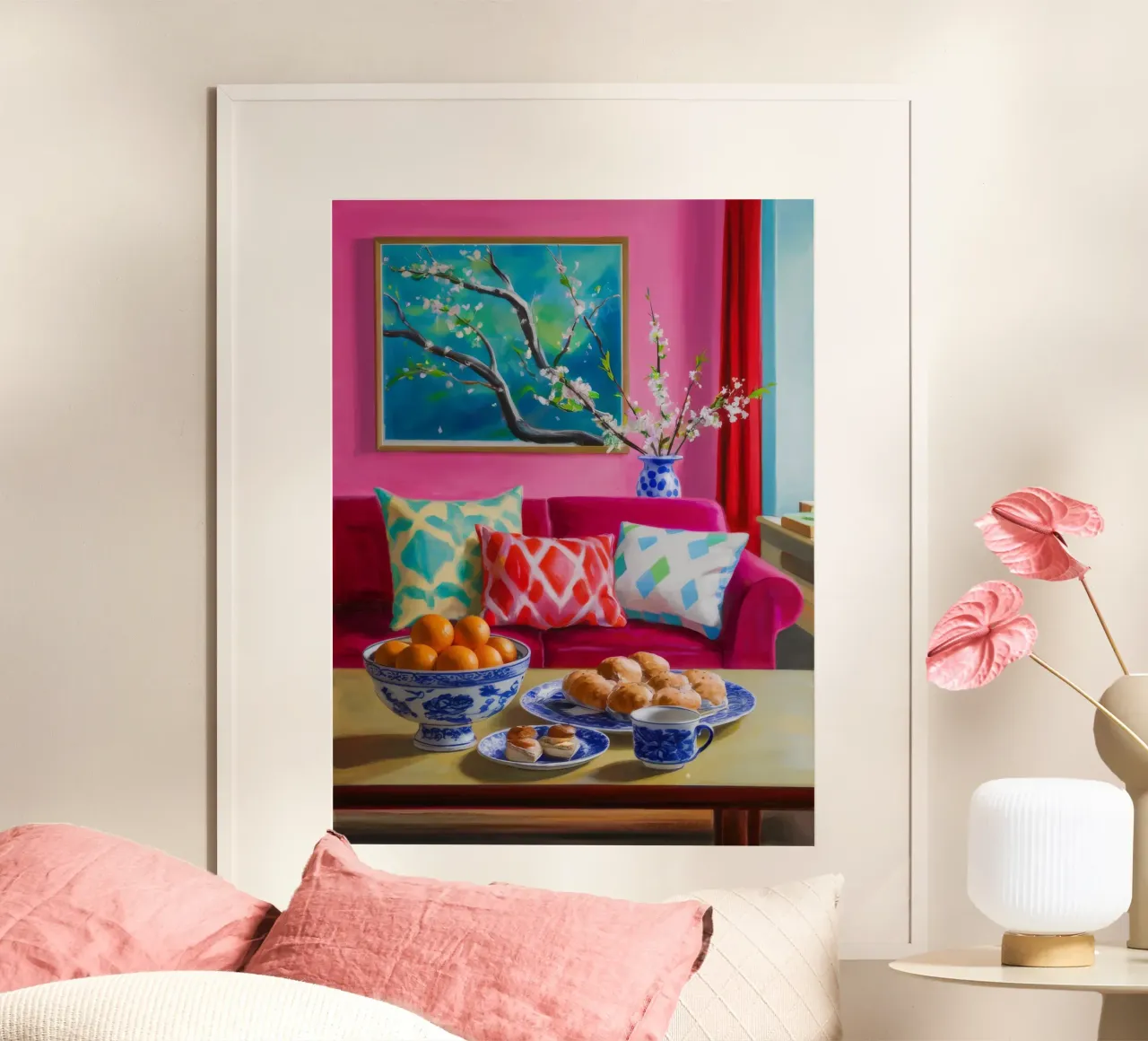 Rosa Sofa Magenta Wand Poster von Haven Fantasy