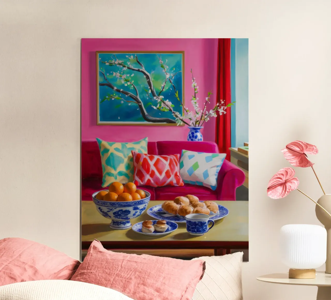 Rosa Sofa Magenta Wand Poster von Haven Fantasy