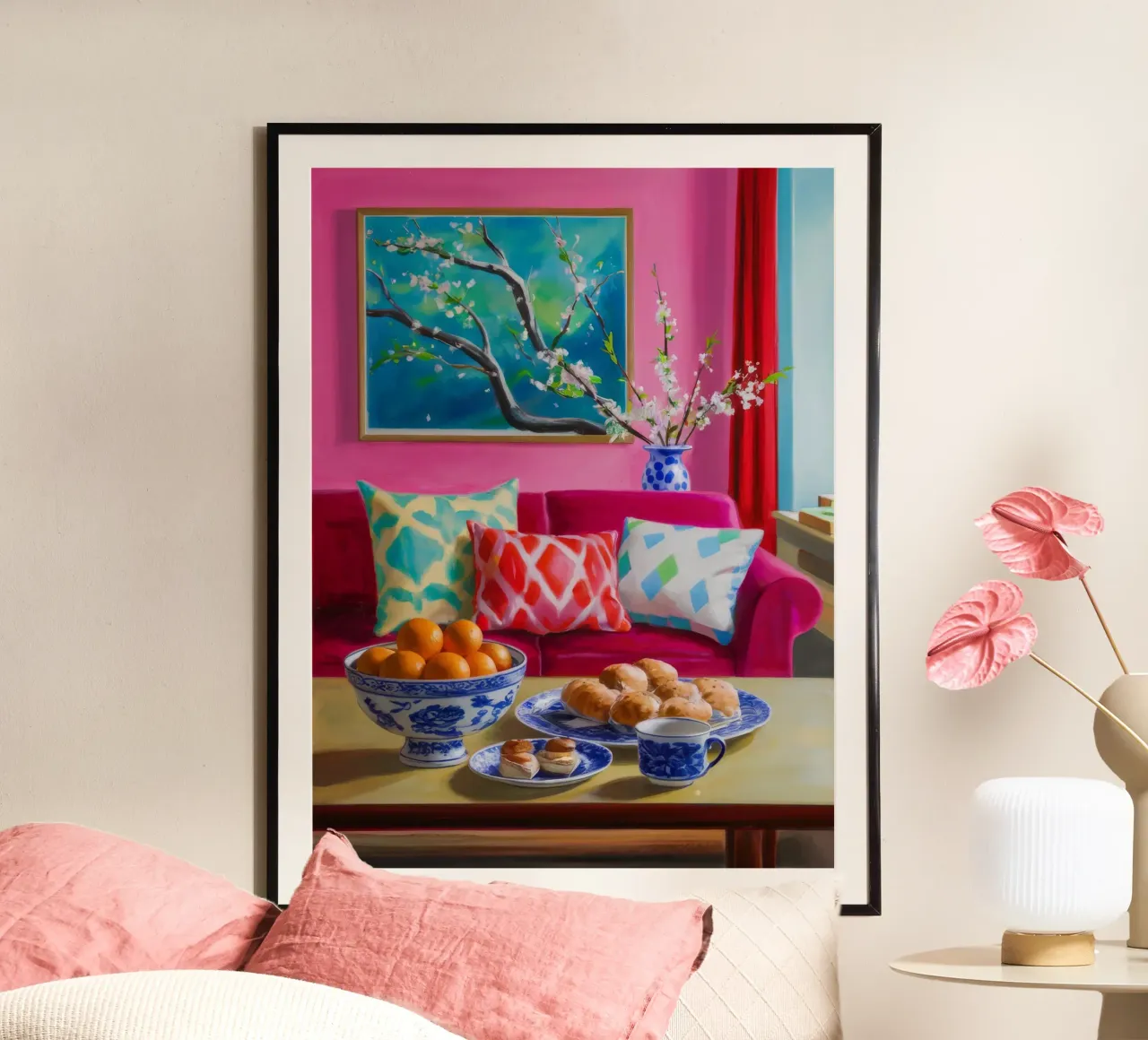 Rosa Sofa Magenta Wand Poster von Haven Fantasy