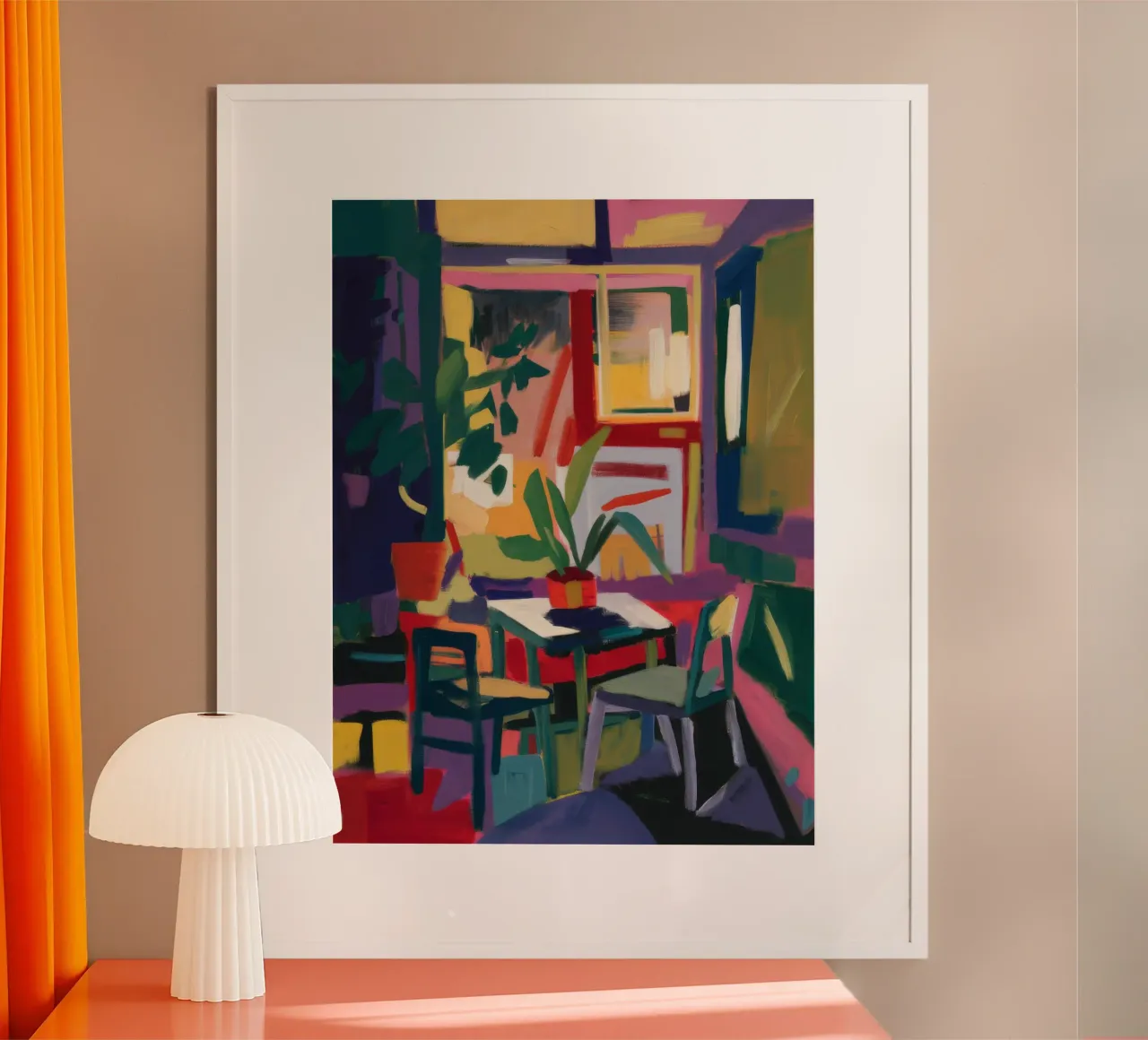 Caos astratto da pranzo poster con telaio in plastica da Haven Fantasy
