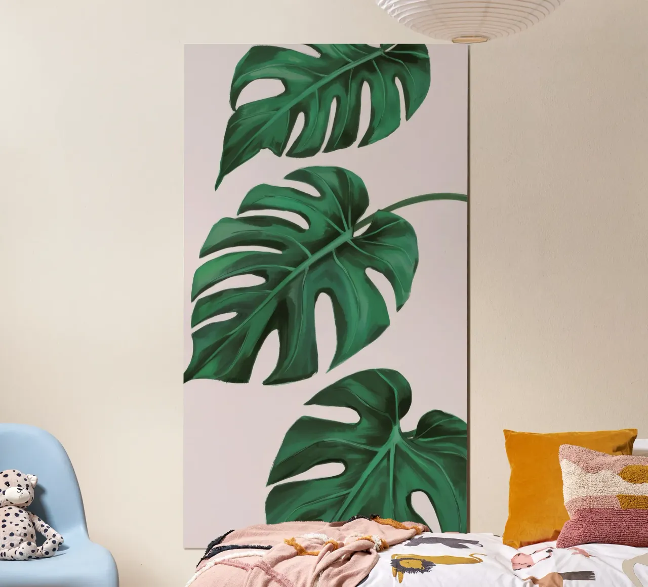 Studio sulle foglie di Monstera poster con telaio in plastica da Pan Denim