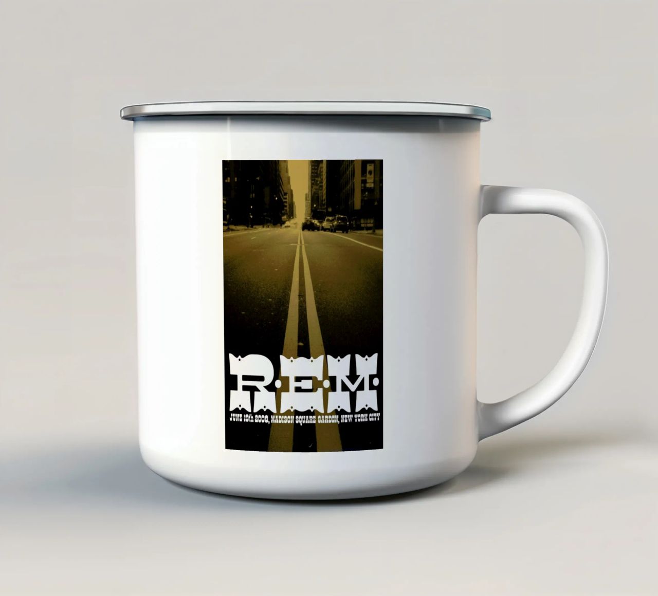 R.E.M. GIG POSTER tazza in smalto da The Indoor Type