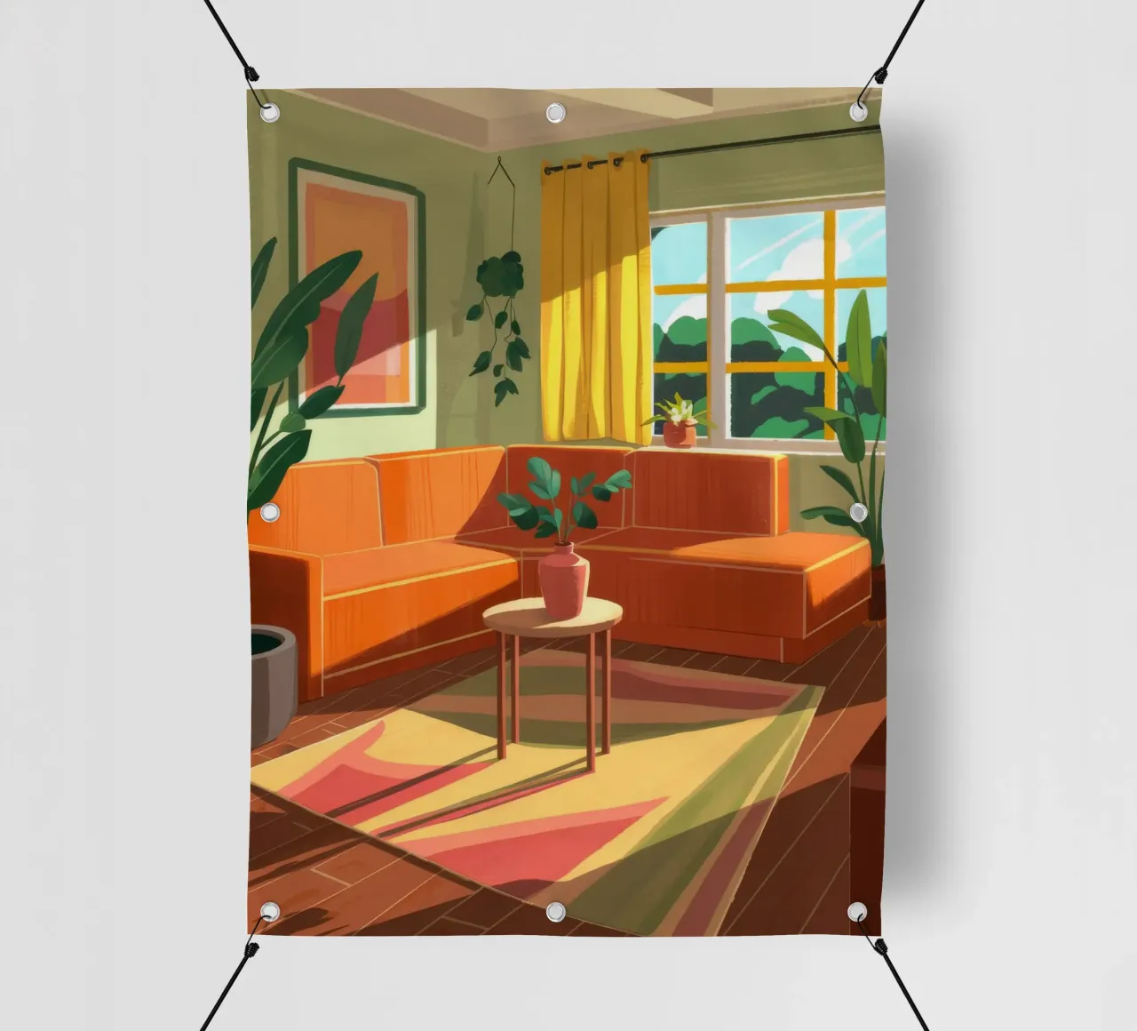 Divano arancione Camera illuminata dal sole telo in pvc da Haven Fantasy