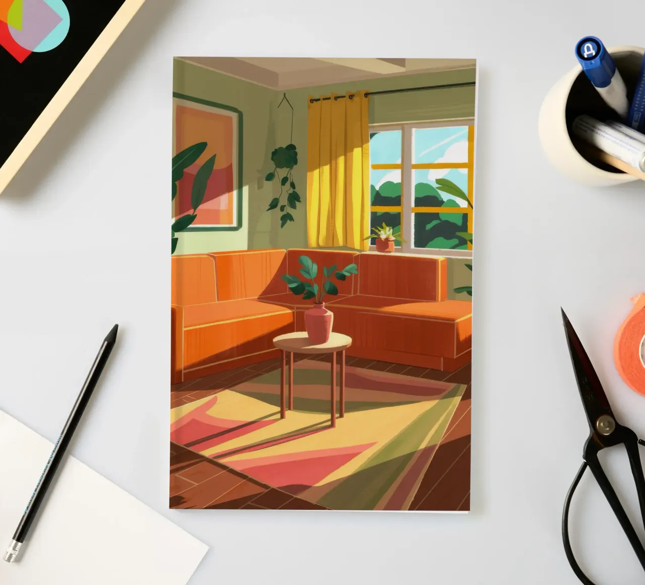 Orange Sofa Sunlit Room notebook by Haven Fantasy