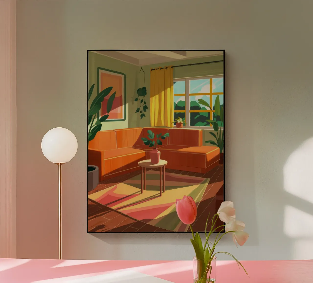 Divano arancione Camera illuminata dal sole plexiglass da Haven Fantasy