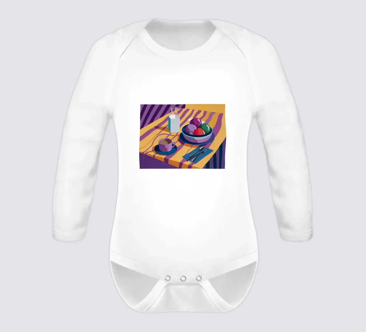 Amethyst Table Stillness long-sleeve baby romper by Tiga Bersama