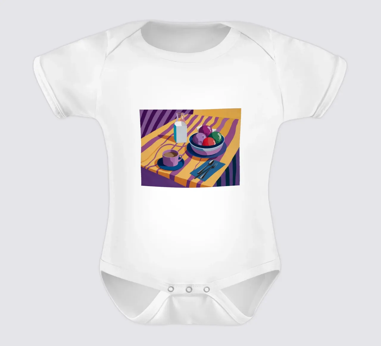 Amethyst Table Stillness short-sleeve baby romper by Tiga Bersama