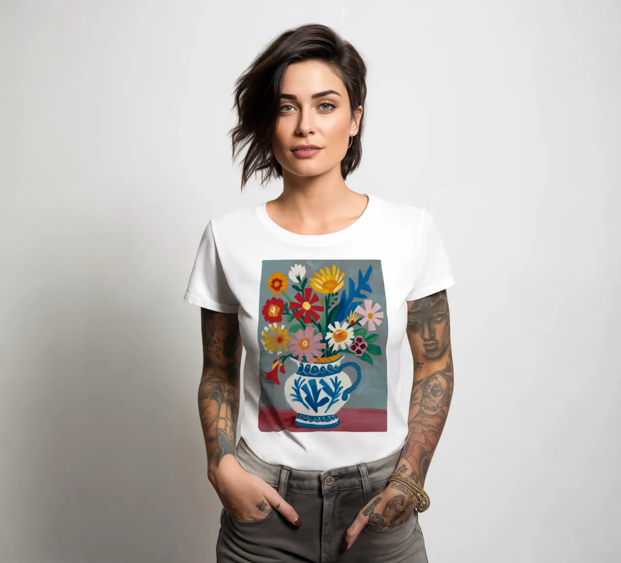 Azure Vase Menagerie women's fitted t-shirt by Fable Tempa