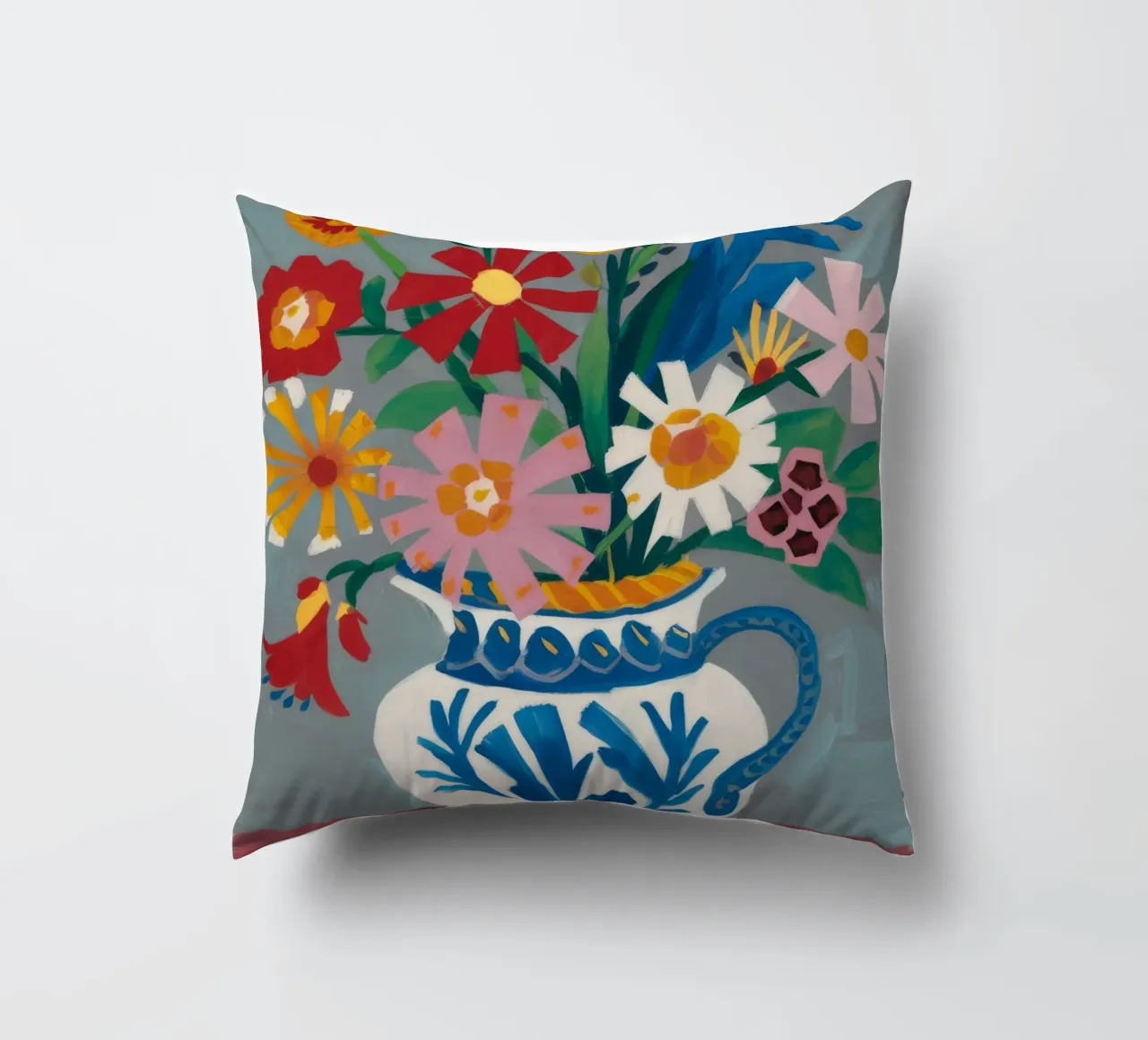 Azure Vase Menagerie decorative cushion by Fable Tempa