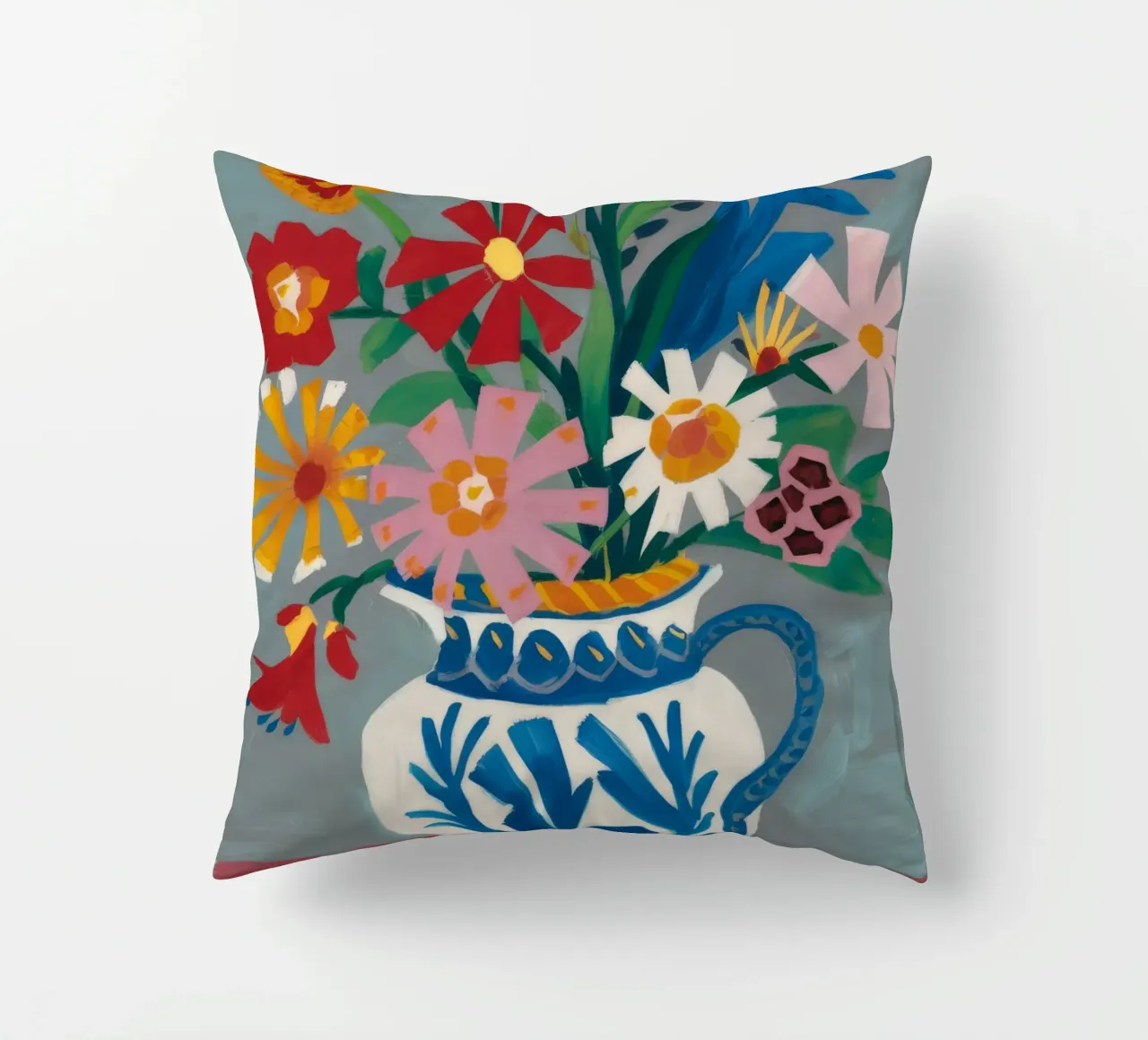 Azure Vase Menagerie decorative cushion by Fable Tempa