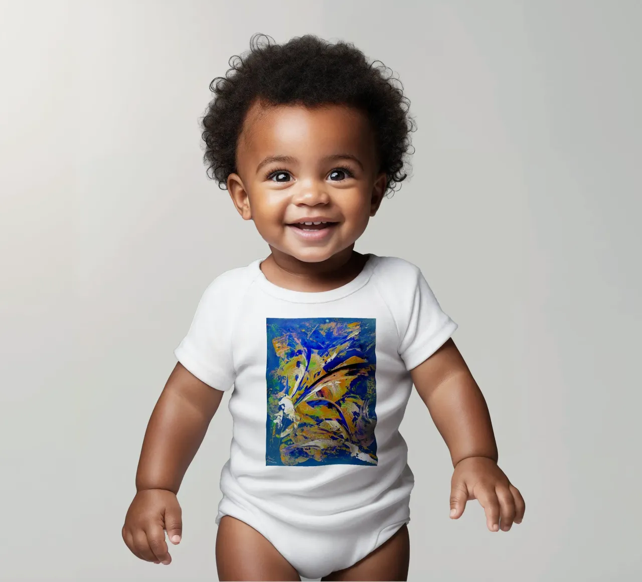 IDEAL GIFT 52 invers short-sleeve baby romper by Thierry Vobmann Abstract painting