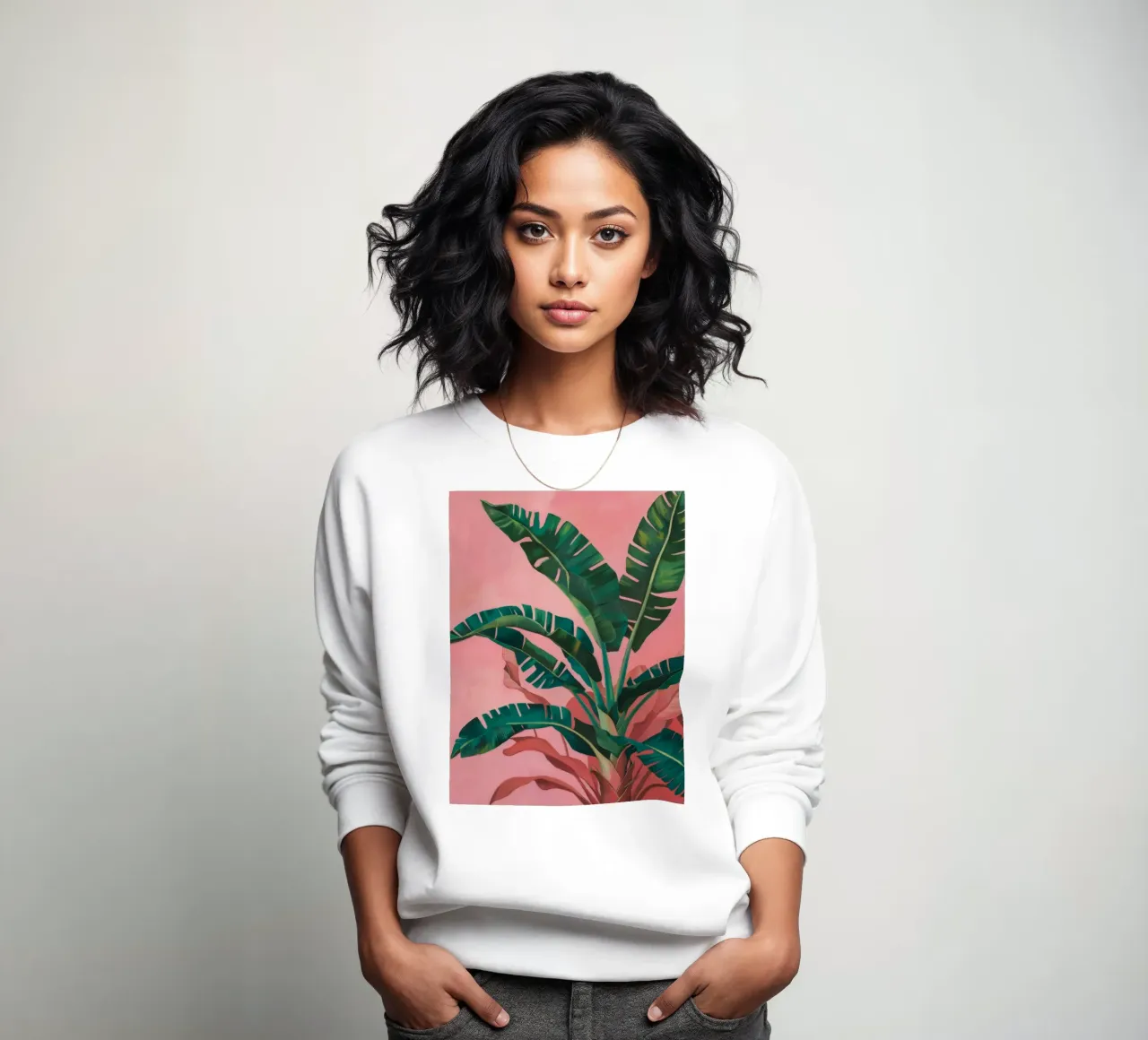 Rosa foglia di banana felpa da Pan Denim