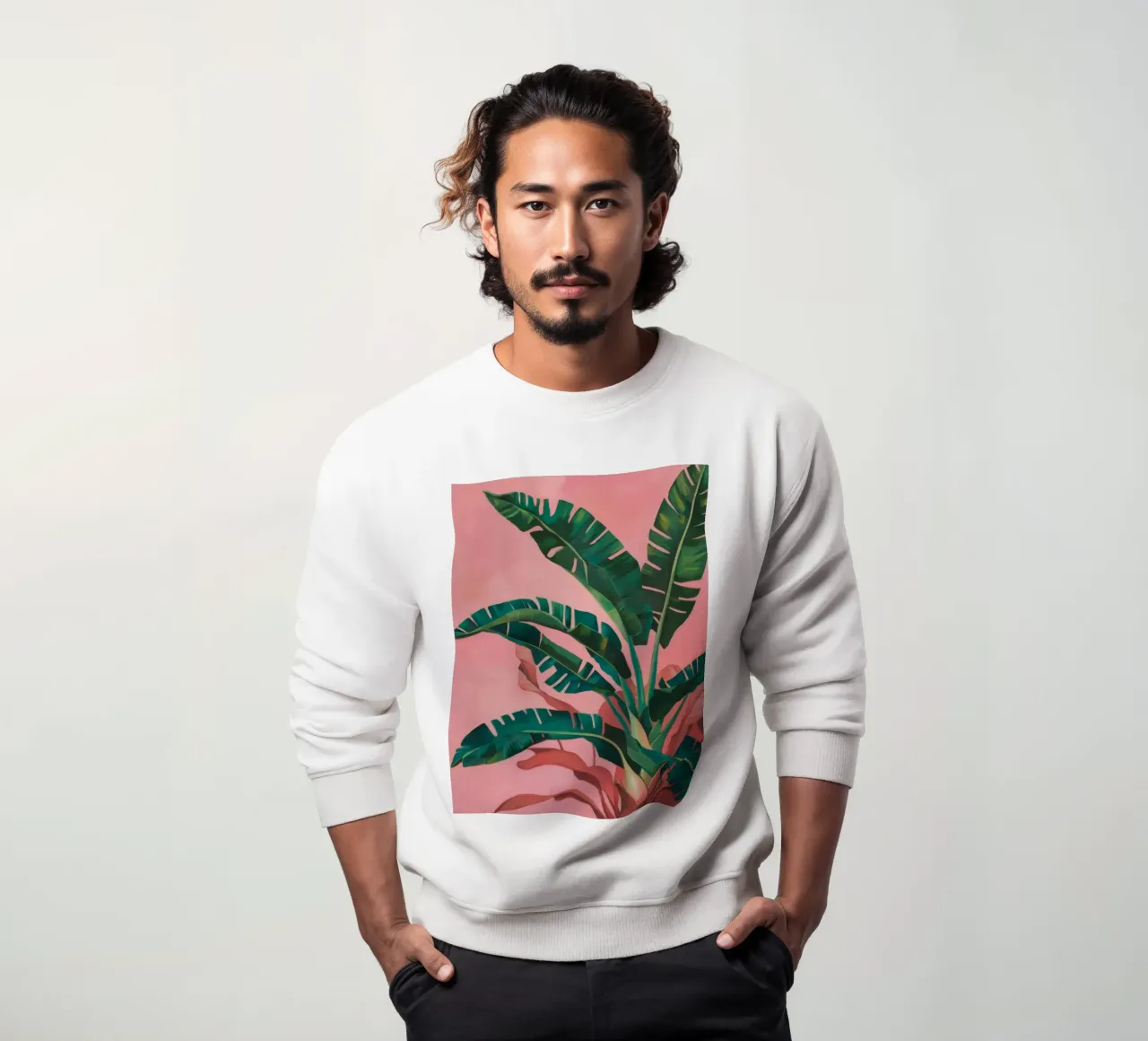 Rosa foglia di banana felpa da Pan Denim