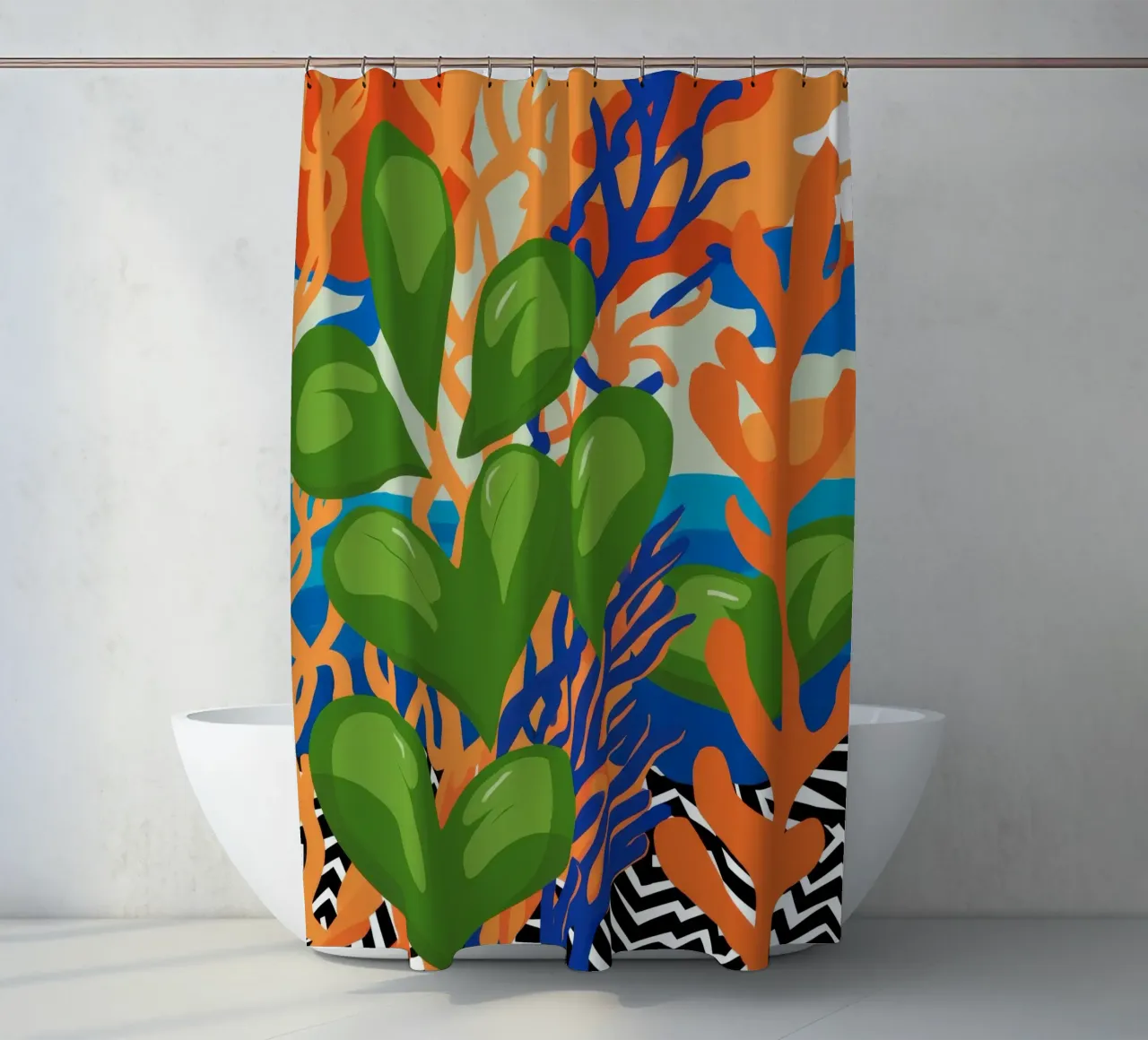 Abstracte bladerdans douchegordijn van Tiga Bersama