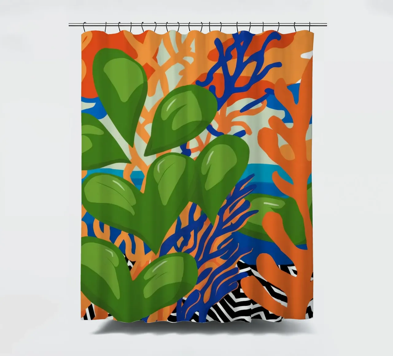 Abstracte bladerdans douchegordijn van Tiga Bersama