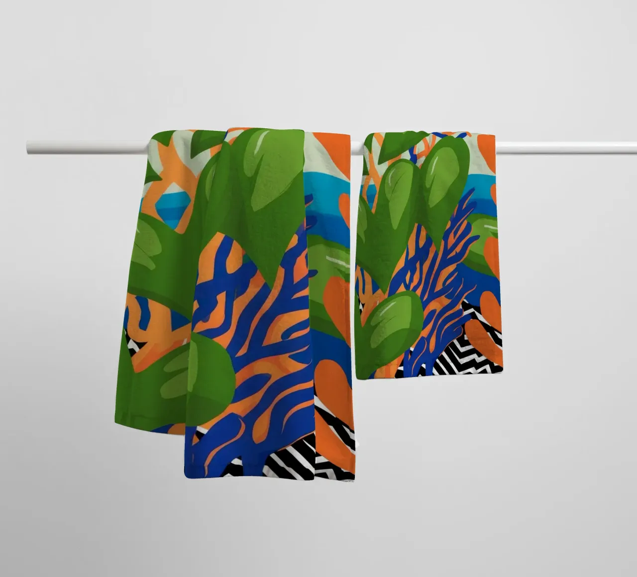 Abstracte bladerdans badhanddoek van Tiga Bersama