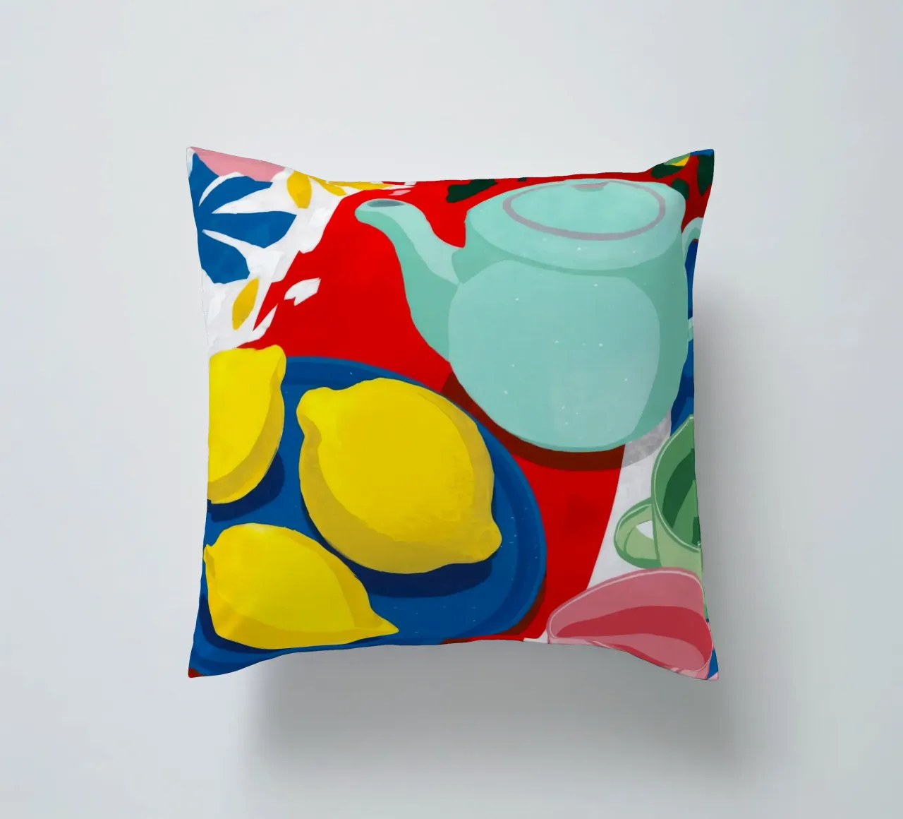 Lemon Teapot Abstraction decorative cushion by Haven Fantasy